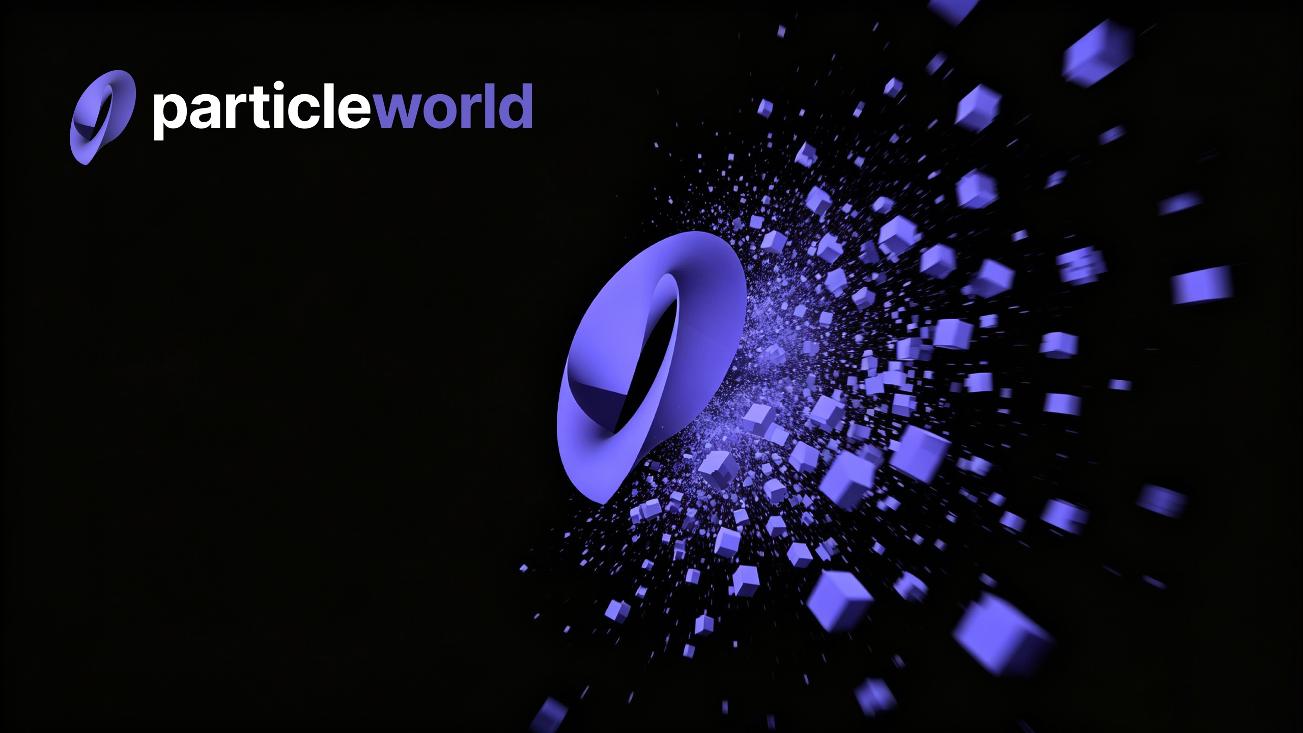 Particle World 紫色世界模型标识与粒子场